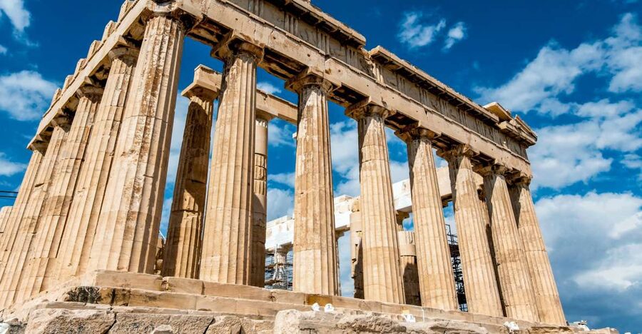 The Parthenon colonnade on the Acropolis, Athens