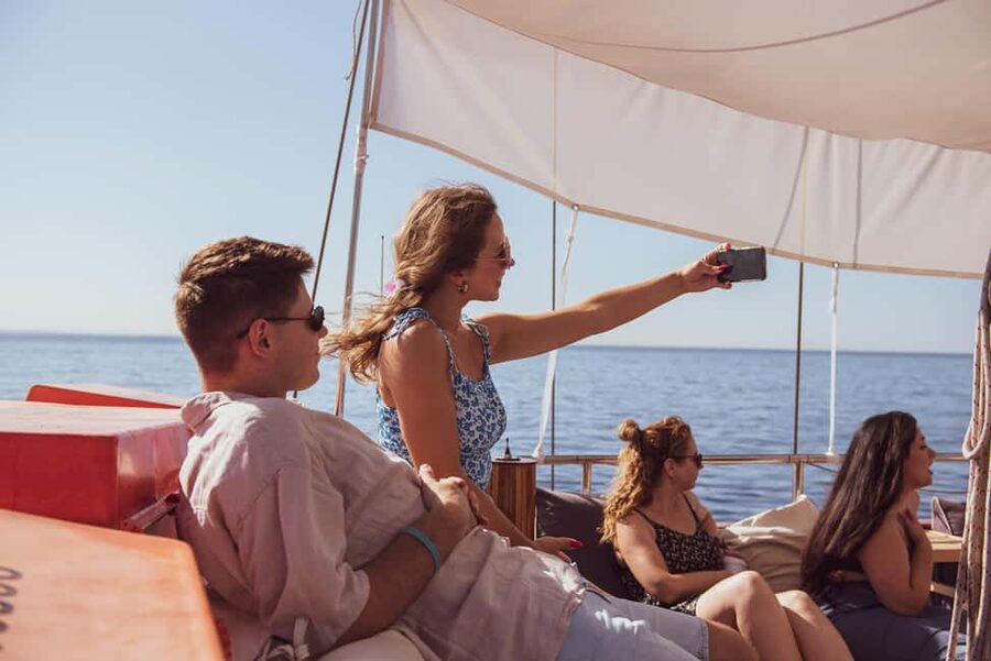 Athens: Agistri, Moni, and Aegina Cruise with Lunch & Drinks - Greek lunch served on deck