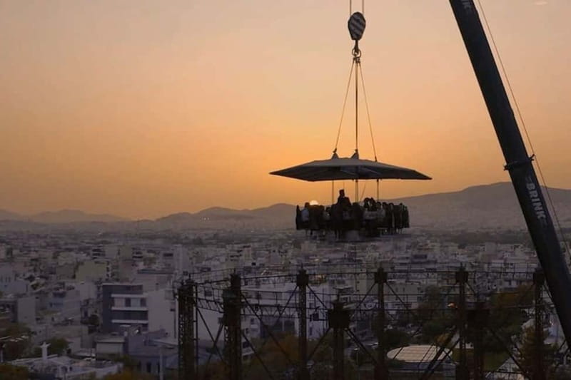 Athens: Dinner in the Sky Experience - Taking your seat at Technopolis Park