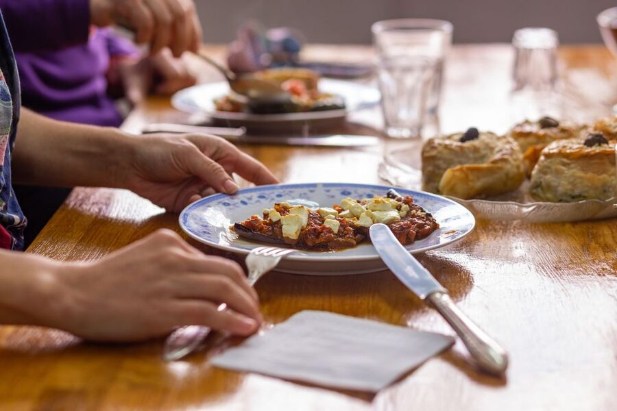 Athens: Food Market Visit and Cooking Class with Wine - Eating the meal with wine and Greek liquor