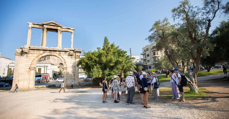 Athens Full Day Tour, Acropolis, Museum & Cape Sounion - Entering the Acropolis above Athens