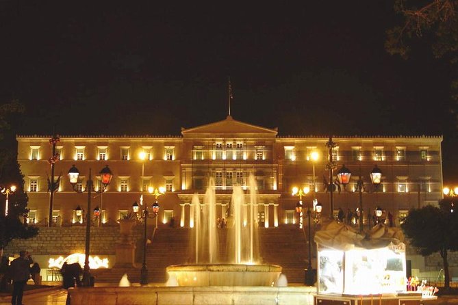 Athens Night Sightseeing Tour with Greek Dinner Show - Walking Into Plaka for Dinner