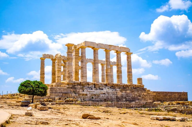 From Athens: Temple of Poseidon & Cape Sounion Half-Day Tour - Arriving above the Aegean Sea